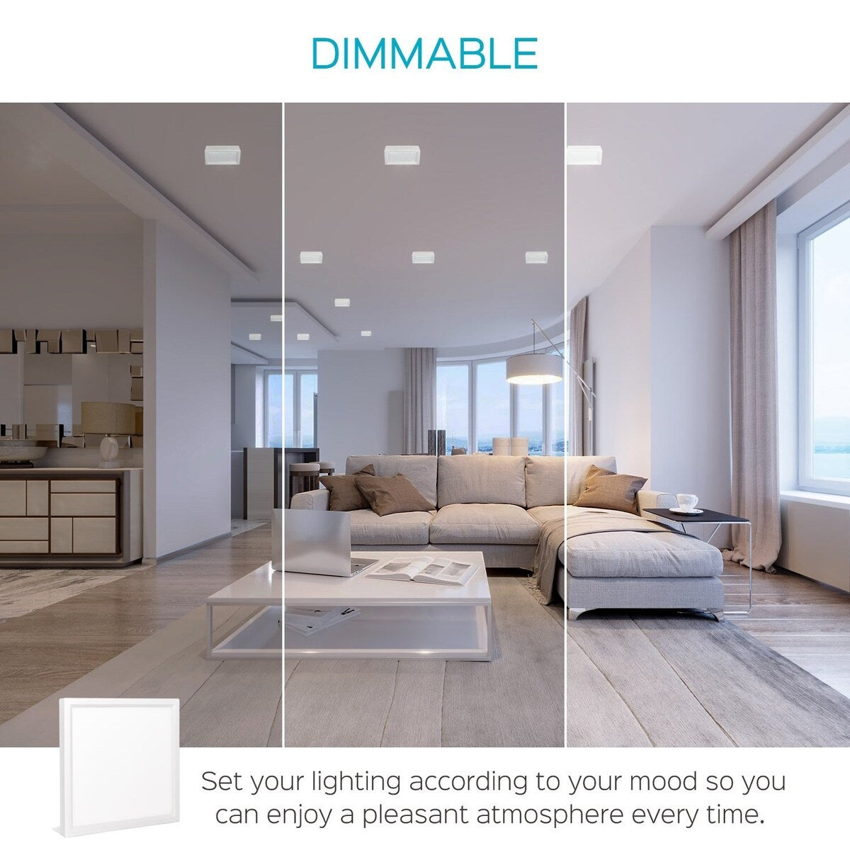 Luxrite 6 Inch Square Surface Mount LED Ceiling Light, 15W, 1000 Lumens, Dimmable, Wet Rated, Energy Star, White Finish