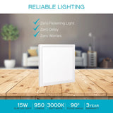 Luxrite 6 Inch Square Surface Mount LED Ceiling Light, 15W, 1000 Lumens, Dimmable, Wet Rated, Energy Star, White Finish