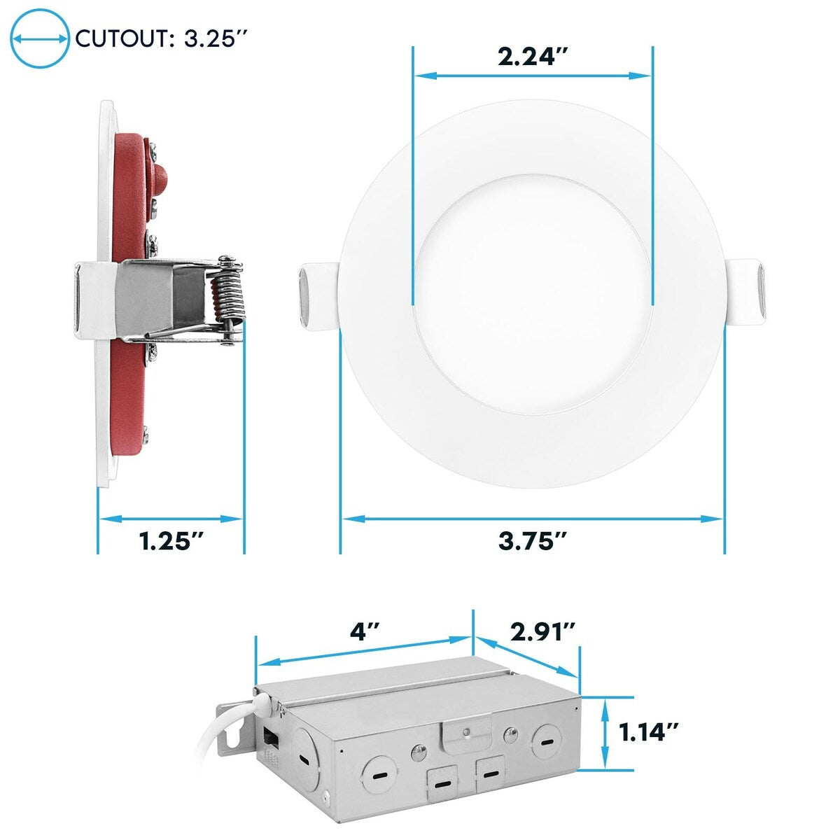 Luxrite 6-Pack 3 Inch Ultra Thin LED Fire Rated Recessed Lights, 5CCT, 500 Lumens, Dimmable, IC Rated, Wet Rated, ETL