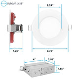 Luxrite 6-Pack 3 Inch Ultra Thin LED Fire Rated Recessed Lights, 5CCT, 500 Lumens, Dimmable, IC Rated, Wet Rated, ETL