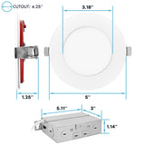 Luxrite 6-Pack 4 Inch Ultra Thin LED Fire Rated Recessed Lights, 5CCT, 800 Lumens, Dimmable, IC Rated, Wet Rated, ETL