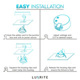 Luxrite 6" Commercial LED Recessed Light, J-Box, 3 Color Selectable, 1140/1520/1900 Lumens, Dimmable, Wet Rated 4 Pack