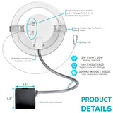 Luxrite 6" Commercial LED Recessed Light, J-Box, 3 Color Selectable, 1140/1520/1900 Lumens, Dimmable, Wet Rated 4 Pack