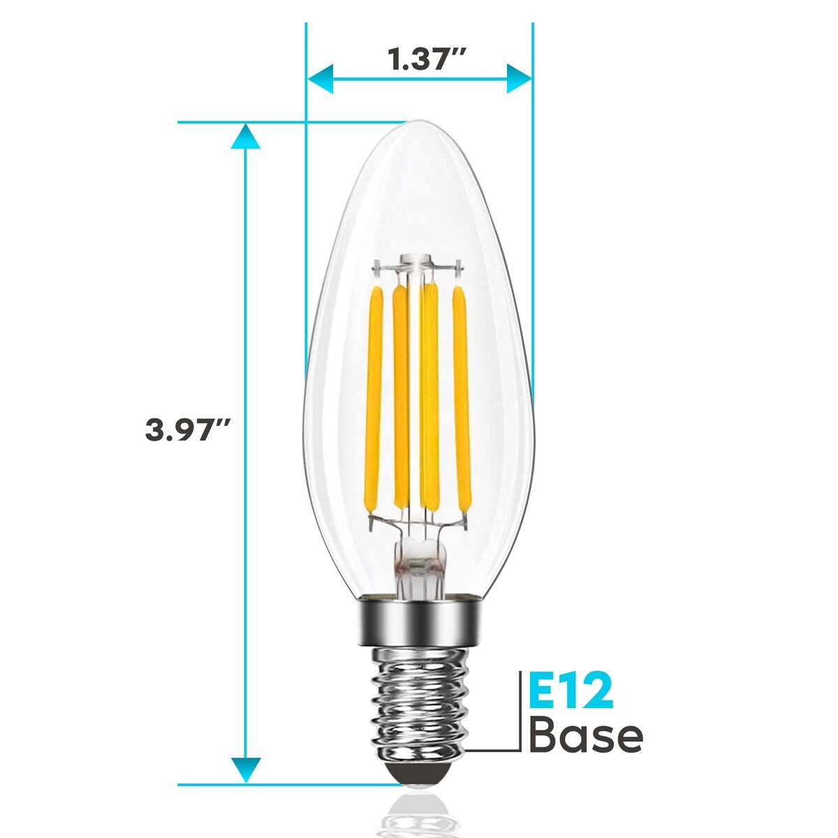 Luxrite Candelabra LED Light Bulbs 100W Equivalent 800 Lumens 7W B11 Dimmable Damp Rated UL Listed E12 24 Pack