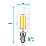 Luxrite Candelabra LED Light Bulbs 100W Equivalent 800 Lumens 7W B11 Dimmable Damp Rated UL Listed E12 24 Pack