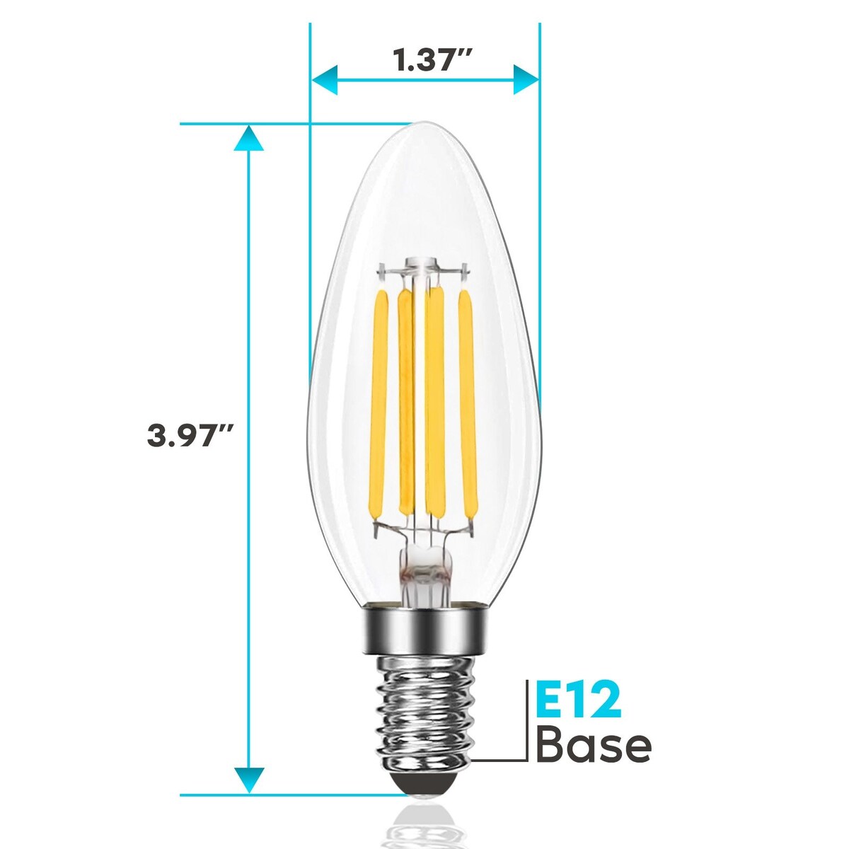 Luxrite Candelabra LED Light Bulbs 100W Equivalent 800 Lumens 7W B11 Dimmable Damp Rated UL Listed E12 24 Pack
