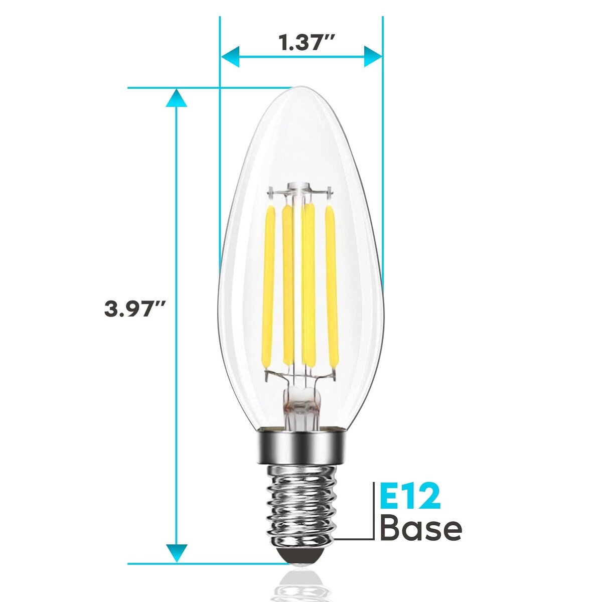Luxrite Candelabra LED Light Bulbs 100W Equivalent 800 Lumens 7W B11 Dimmable Damp Rated UL Listed E12 24 Pack