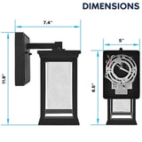 Luxrite Dusk to Dawn LED Outdoor Wall Lantern, Bubble Glass, 3CCT 3000K-5000K, IP54, 12W, 1200LM, Aluminum, ETL
