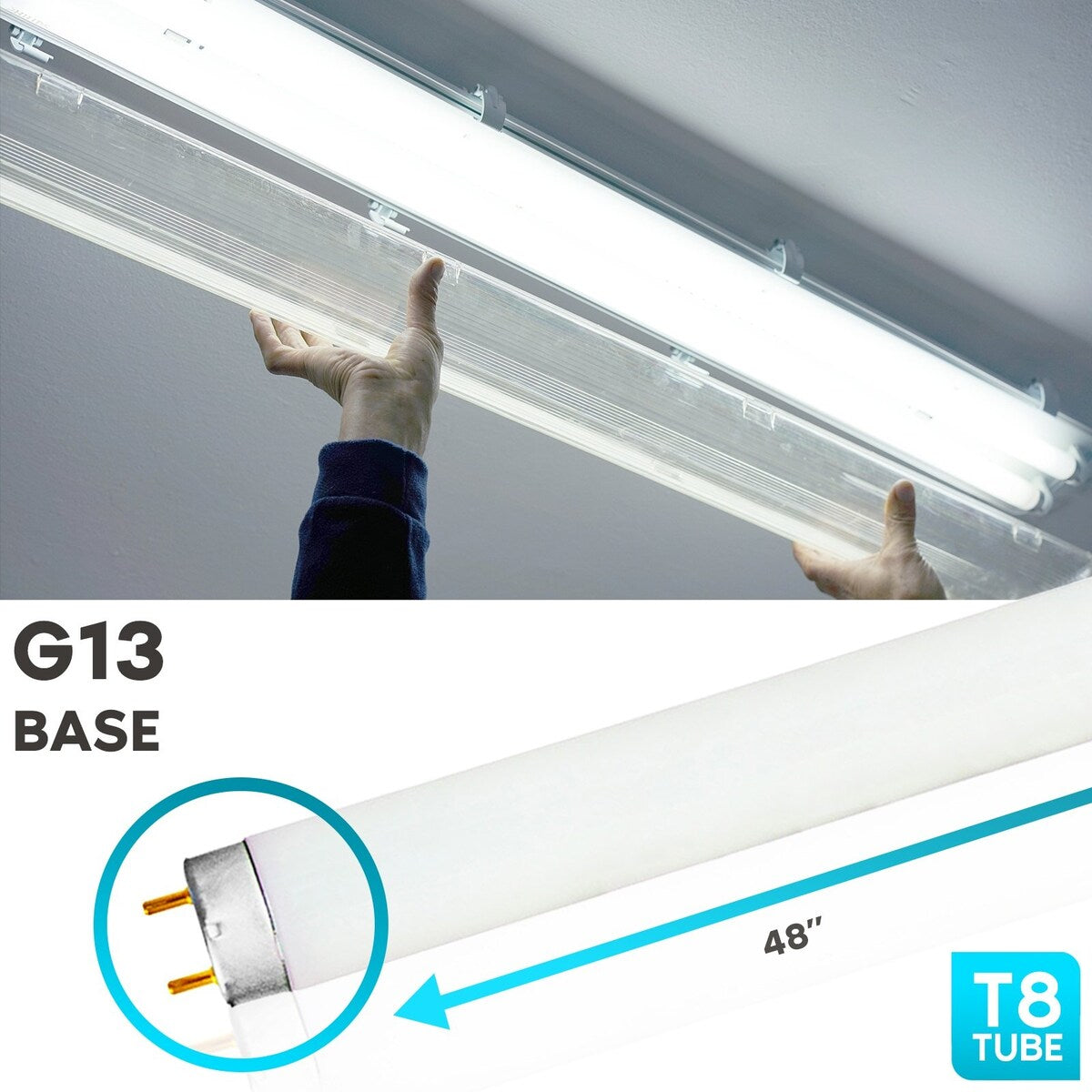 Luxrite F32T8/850 32W 48 Inch T8 Fluorescent Tube Light Bulb, 5000K Bright White, 2800 Lumens, G13 Bi-Pin Base 6-Pack