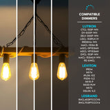 Luxrite LED Edison Bulbs 75W Equivalent ST19 ST58 3000K Soft White 800 Lumens Dimmable 8W Damp Rated UL E26 4 Pack