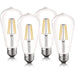 Luxrite LED Edison Bulbs 75W Equivalent ST19 ST58 3000K Soft White 800 Lumens Dimmable 8W Damp Rated UL E26 4 Pack