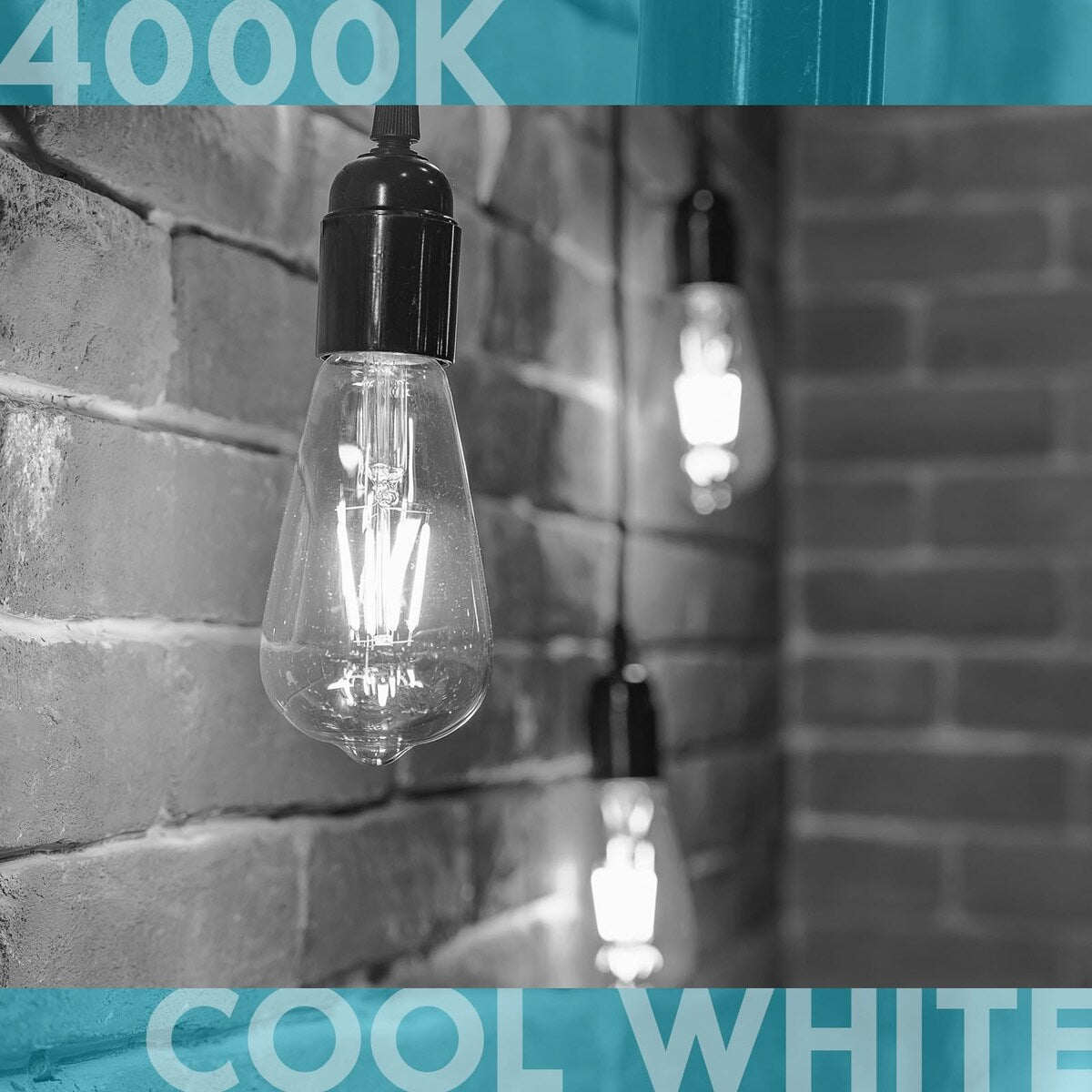 Luxrite LED Edison Bulbs 75W Equivalent ST19 ST58 4000K Cool White 800 Lumens Dimmable 8W Damp Rated UL E26 4 Pack