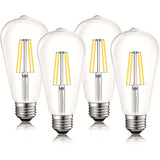 Luxrite LED Edison Bulbs 75W Equivalent ST19 ST58 4000K Cool White 800 Lumens Dimmable 8W Damp Rated UL E26 4 Pack