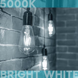 Luxrite LED Edison Bulbs 75W Equivalent ST19 ST58 5000K Bright White 800 Lumens Dimmable 8W Damp Rated UL E26 4 Pack
