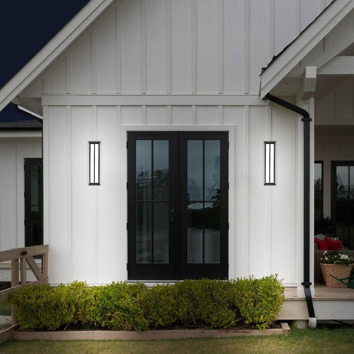 Luxrite LED Outdoor Wall Sconce, 24in Outdoor Wall Light, Black Aluminum, 3CCT 3000K 4000K 5000K, 26W, ETL, IP65 2-Pack