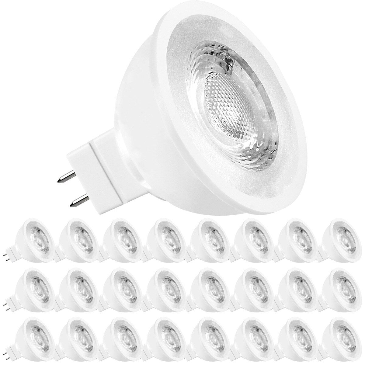 Luxrite MR16 LED Bulb 50W Equivalent, 12V, Dimmable, 500 Lumens, GU5.3 LED Bulb 6.5W, Enclosed Fixture Rated (24 Pack)