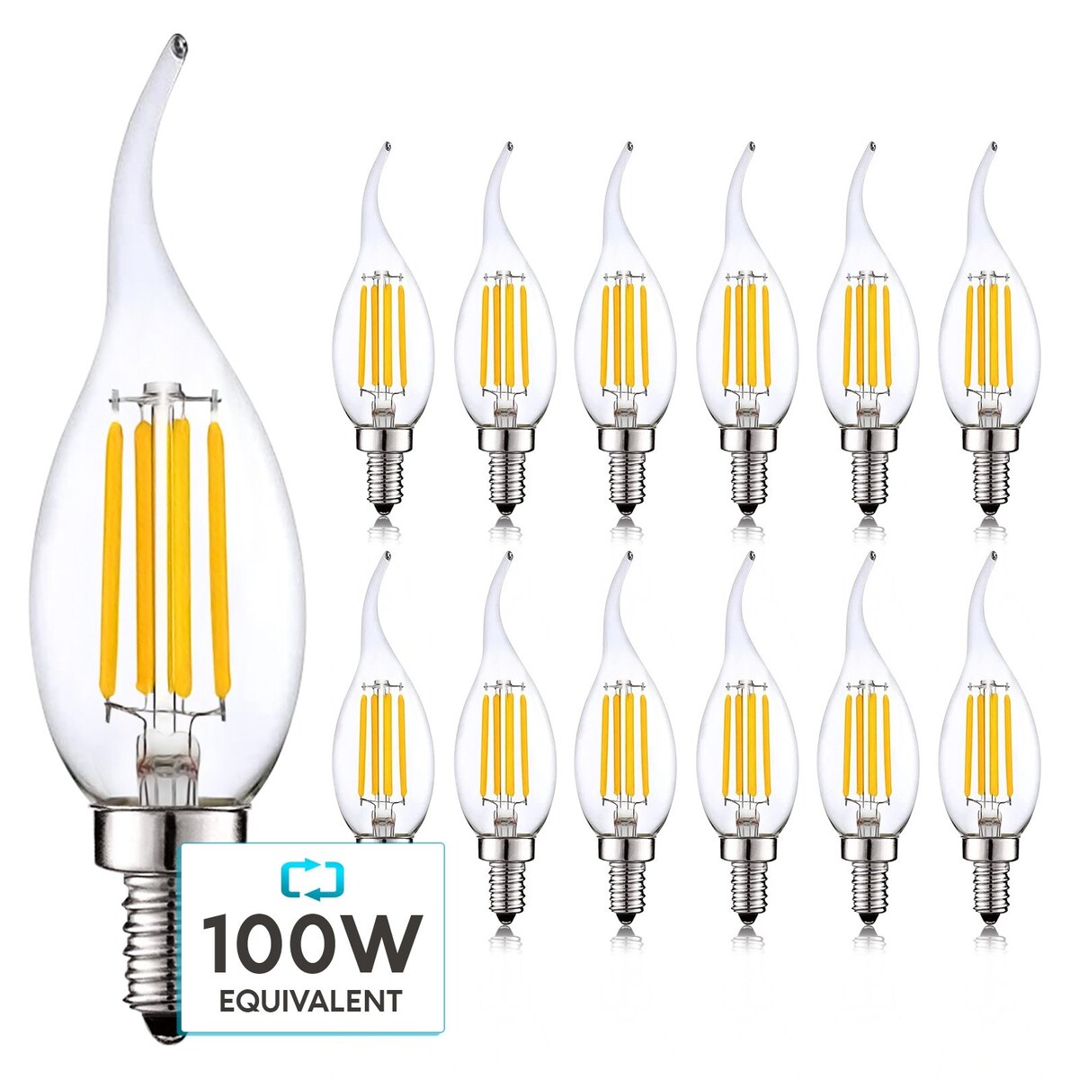Luxrite Vintage Candle LED Bulb 100W Equivalent 800 Lumens 3500K Nat Overstock