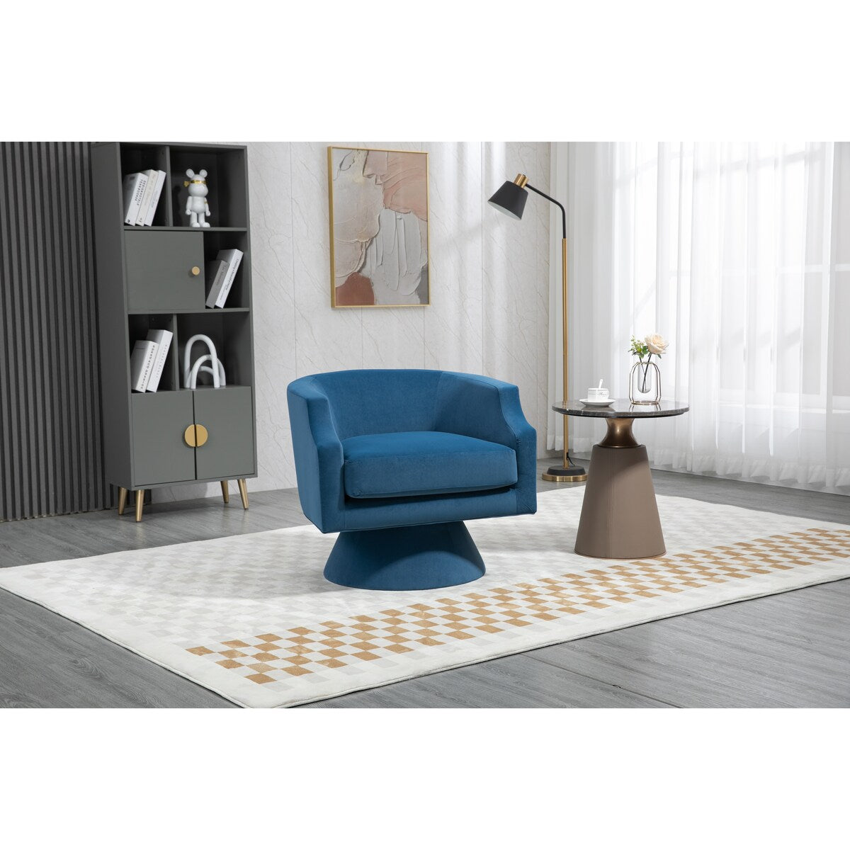 Luxurious 360 Degree Swivel Cuddle Barrel Sofa Chair, Perfect for Living Room and Office