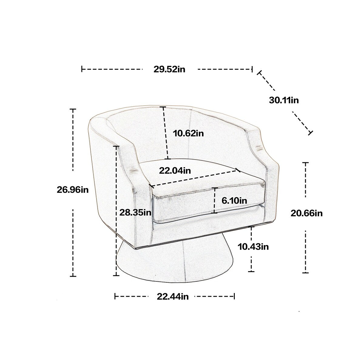 Luxurious 360 Degree Swivel Cuddle Barrel Sofa Chair, Perfect for Living Room and Office