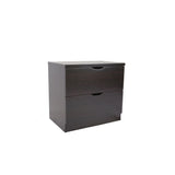 Luxurious Brown Finish Two Drawer Chest With Metal Glides.