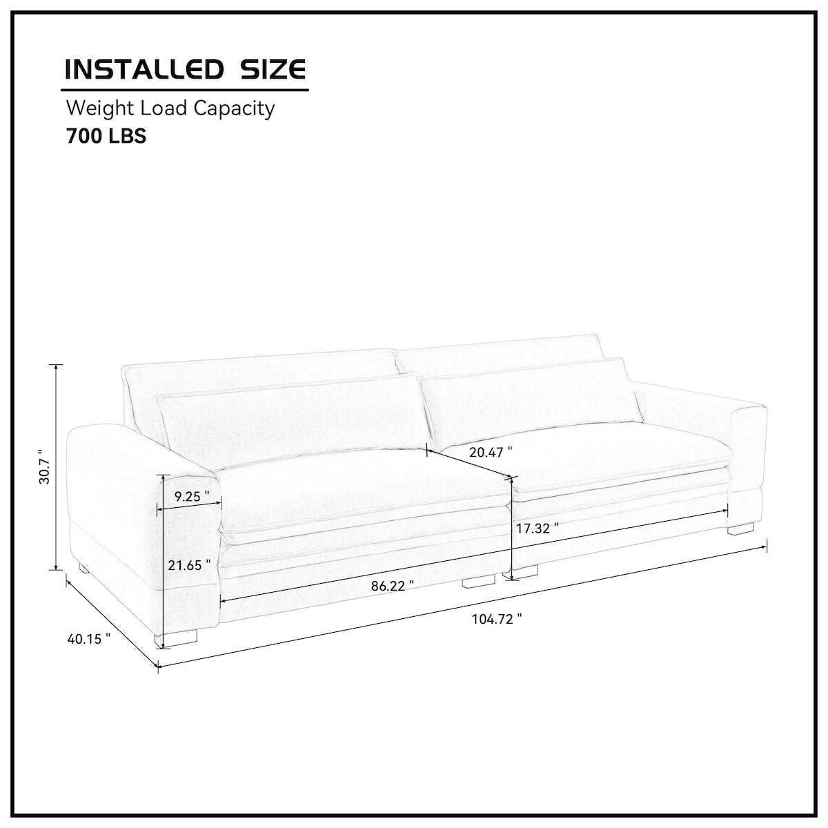 Luxurious Comfort 2-Seater Upholstered Sofa Couch, Combo Item Loveseat Couch for Living Room with 2 Pillows