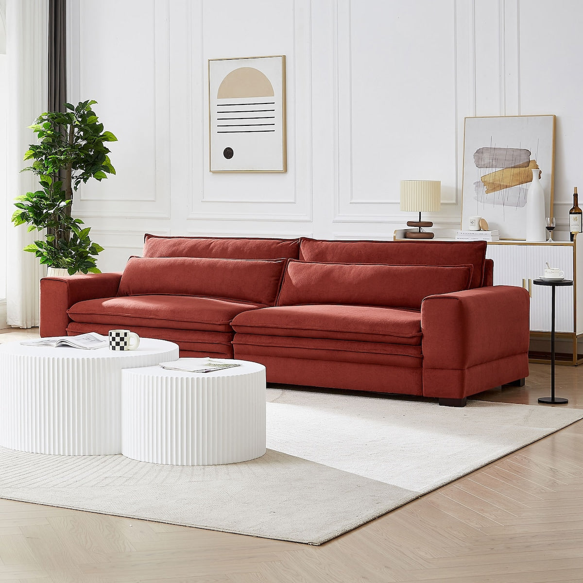 Luxurious Comfort 2-Seater Upholstered Sofa Couch, Combo Item Loveseat Couch for Living Room with 2 Pillows