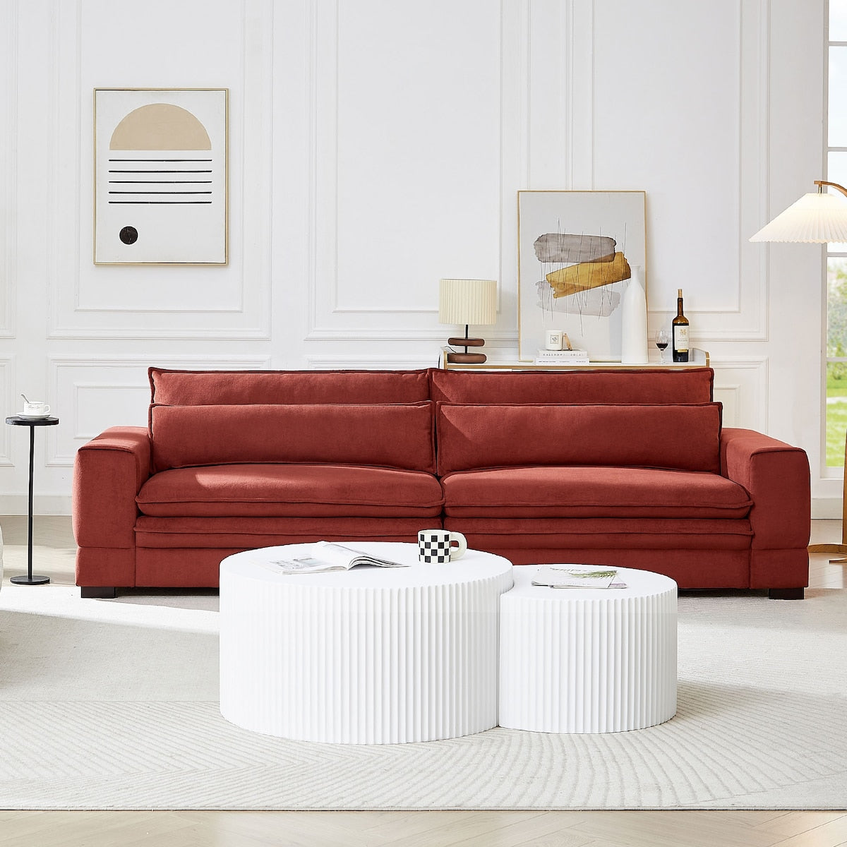 Luxurious Comfort 2-Seater Upholstered Sofa Couch, Combo Item Loveseat Couch for Living Room with 2 Pillows