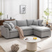 Luxurious Down-Filled L-Shaped Sectional Sofa with Reversible Chaise, Light Gray