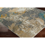 Luxurious Luxe Modern Watercolor Teal/Cream Area Rug - 7'10" x 10'3"