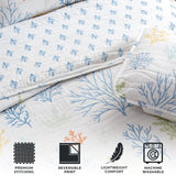 Luxurious Pastel Coral Pattern Microfiber Quilt Set With Shams