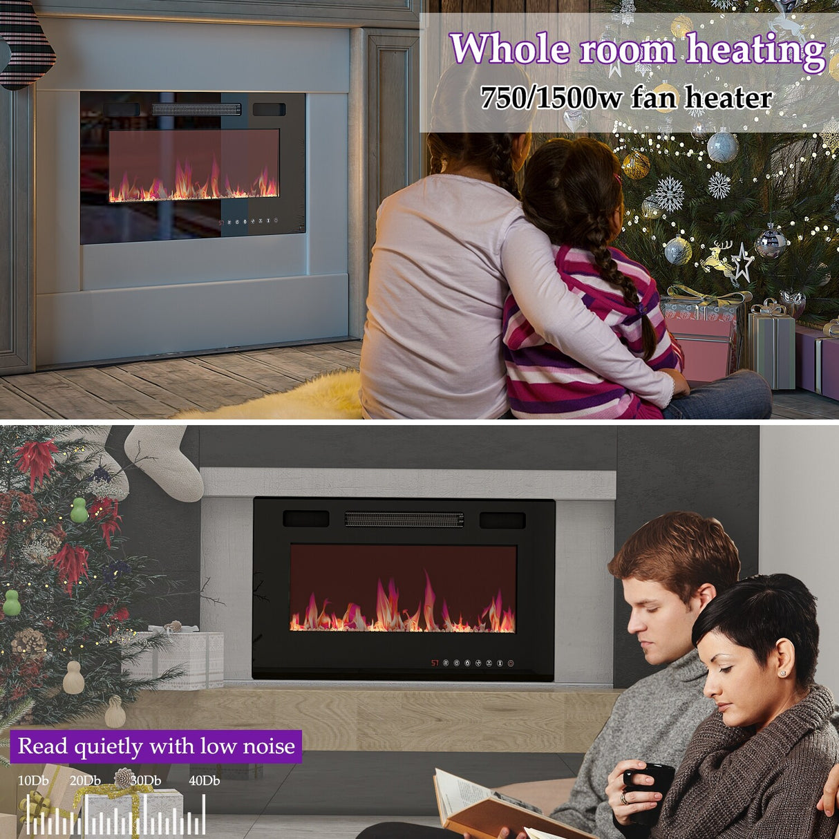 Luxurious TV Stand & Fireplace Combo Integrated LED Fireplace Features