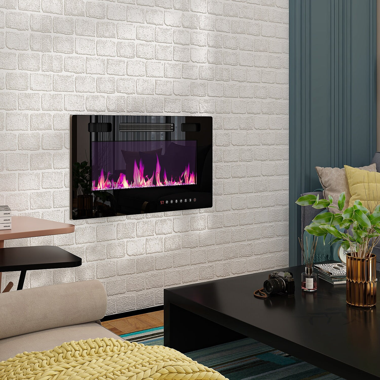 Luxurious TV Stand & Fireplace Combo Integrated LED Fireplace Features