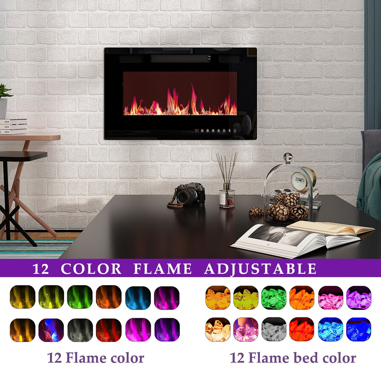 Luxurious TV Stand & Fireplace Combo Integrated LED Fireplace Features