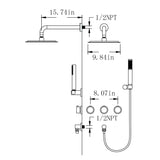 Luxury 3-Handle Complete Rainfall Shower System with Rough-in Valve in Black/Gold
