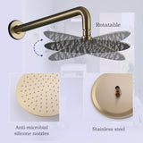 Luxury 3-Handle Complete Rainfall Shower System with Rough-in Valve in Black/Gold