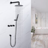 Luxury 3-Handle Complete Rainfall Shower System with Rough-in Valve in Black/Gold