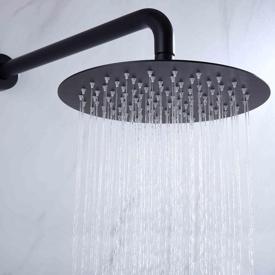 Luxury 3-Handle Complete Rainfall Shower System with Rough-in Valve in Black/Gold