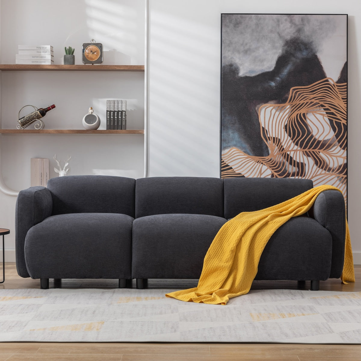 Luxury 3-Seat Sofa, Comfortable Thickening Fluffy Living Room Sofa