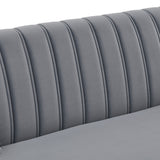 Luxury 3-seater Sofa Velvet Padded Couches with Mirrored Side Trim and Faux Diamonds, White Villose Pillow
