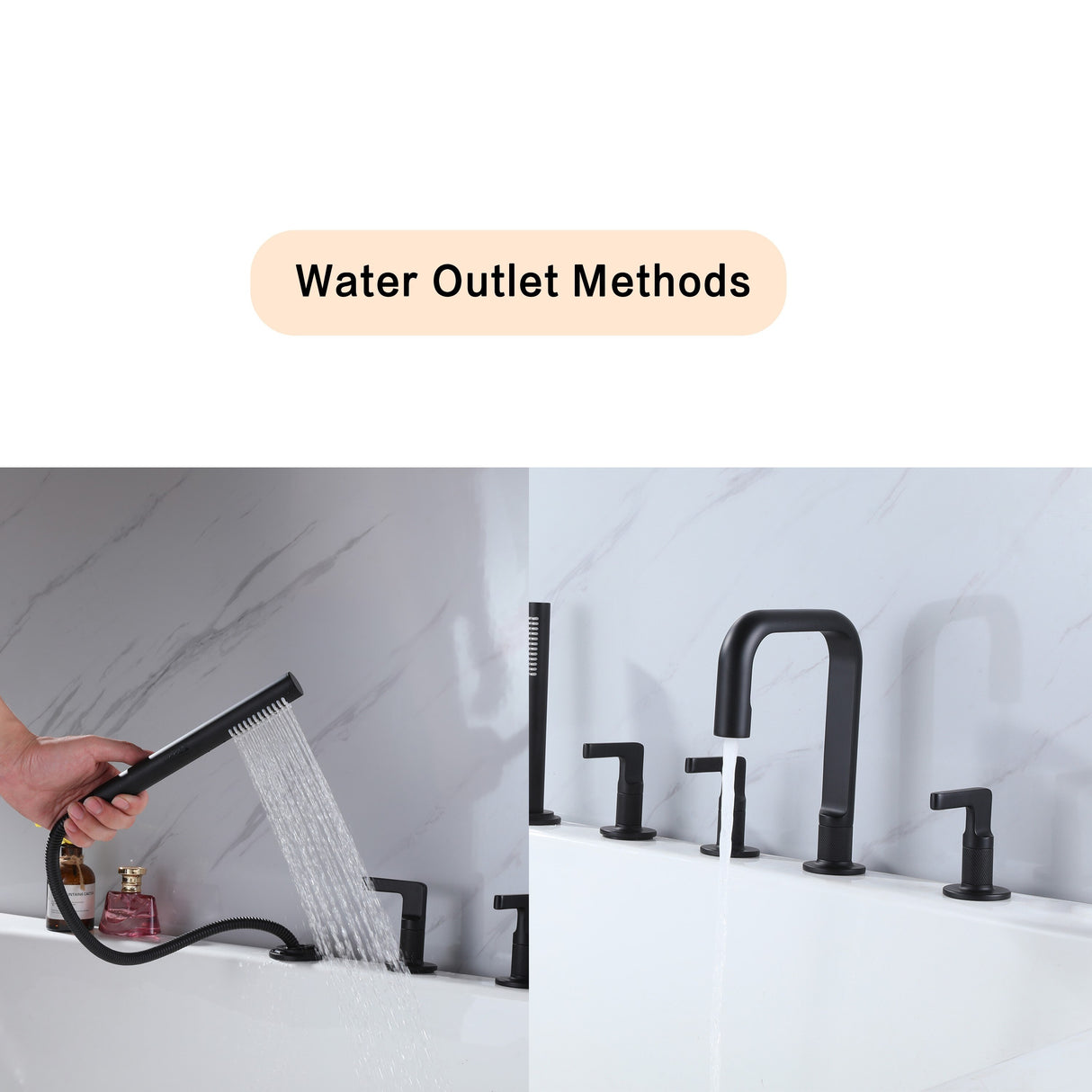 Luxury 5-Hole 3-Handle Bathtub Faucet with Handheld Spray