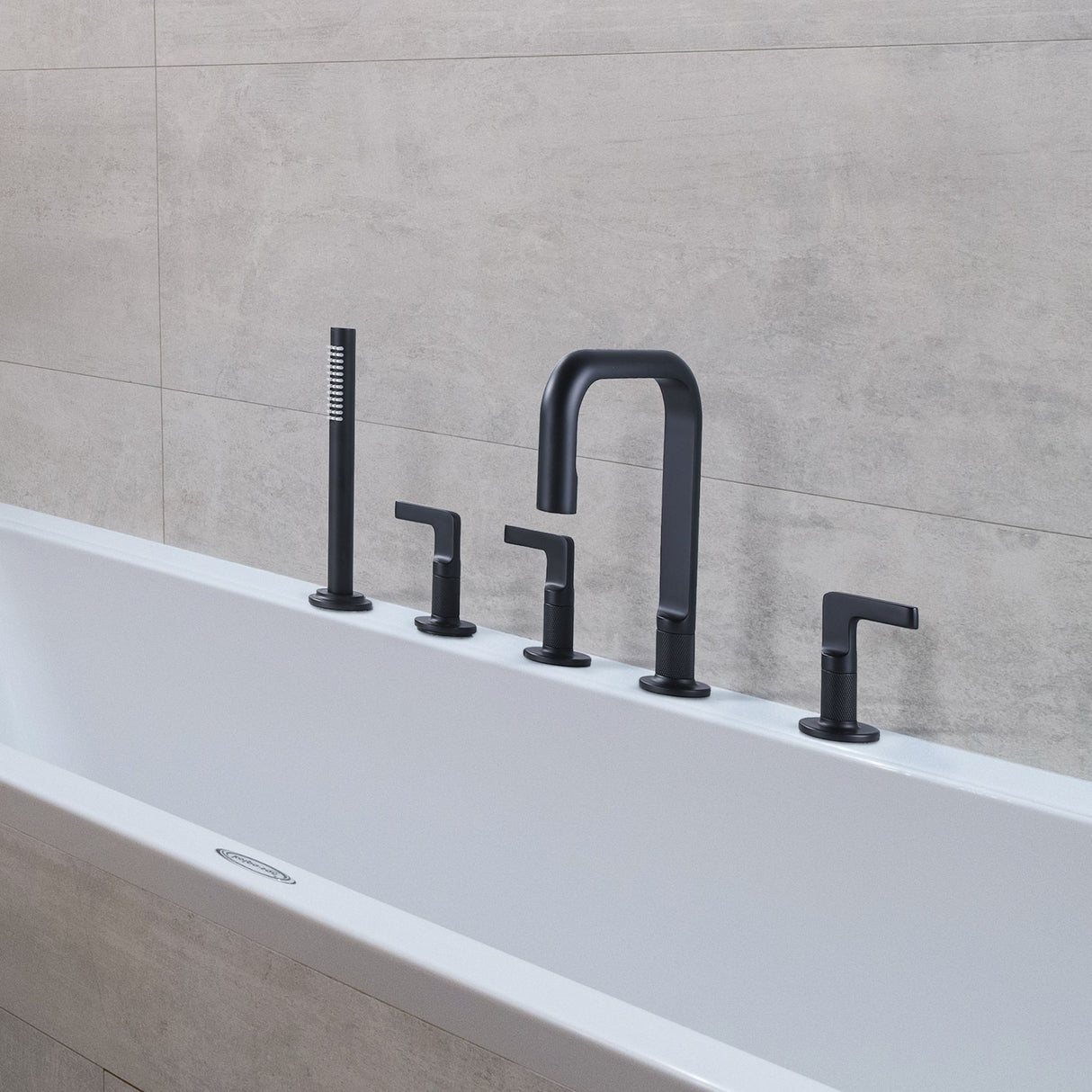 Luxury 5-Hole 3-Handle Bathtub Faucet with Handheld Spray