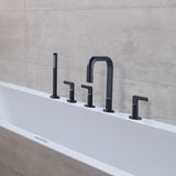 Luxury 5-Hole 3-Handle Bathtub Faucet with Handheld Spray