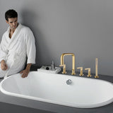 Luxury 5-Hole 3-Handle Bathtub Faucet with Handheld Spray