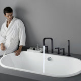 Luxury 5-Hole 3-Handle Bathtub Faucet with Handheld Spray
