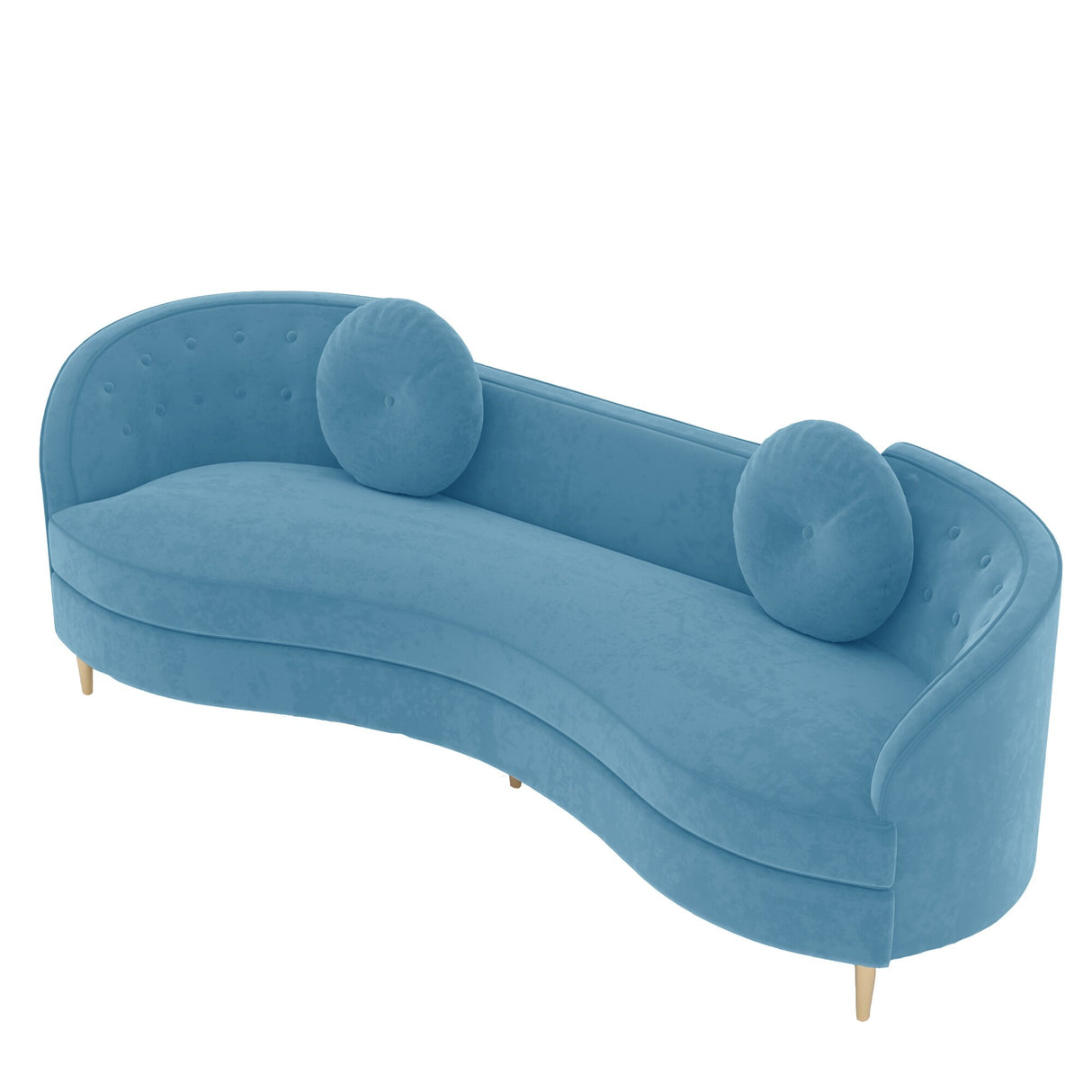 Luxury 96" Vertical Channel Tufted Curved Performance Velvet Sofa