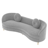 Luxury 96" Vertical Channel Tufted Curved Performance Velvet Sofa