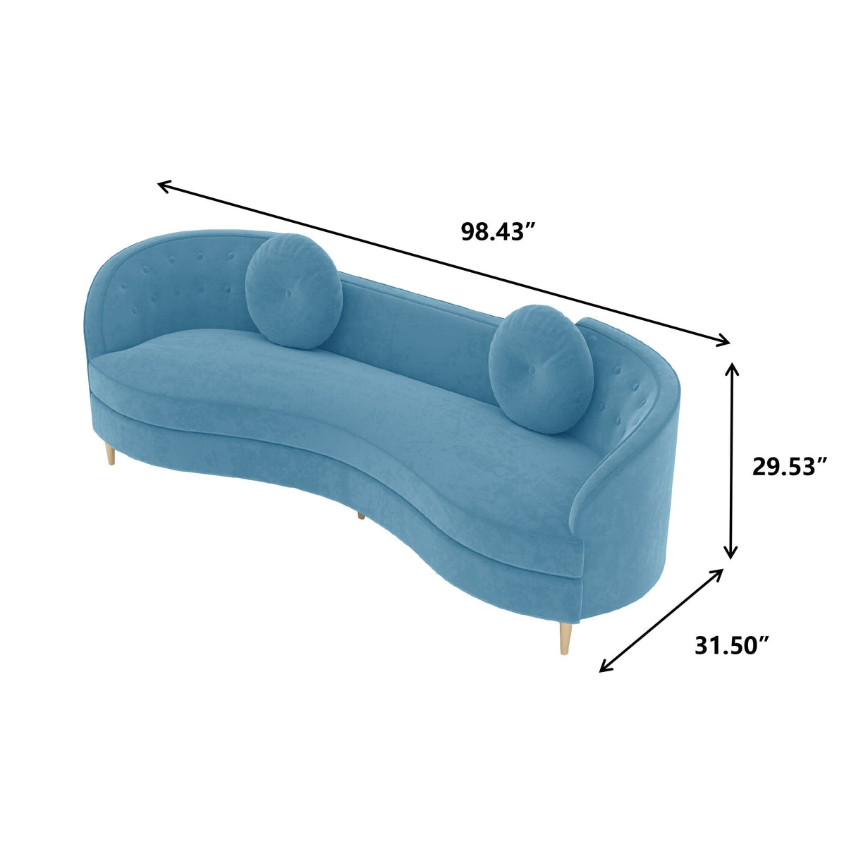 Luxury 96" Vertical Channel Tufted Curved Performance Velvet Sofa