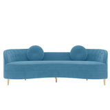 Luxury 96" Vertical Channel Tufted Curved Performance Velvet Sofa