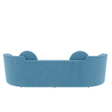 Luxury 96" Vertical Channel Tufted Curved Performance Velvet Sofa