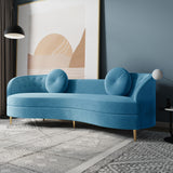 Luxury 96" Vertical Channel Tufted Curved Performance Velvet Sofa